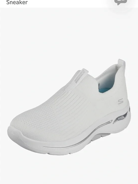 Skechers Women’s Slip-On Sneaker in White with Teal Insole - Picture 3 of 3